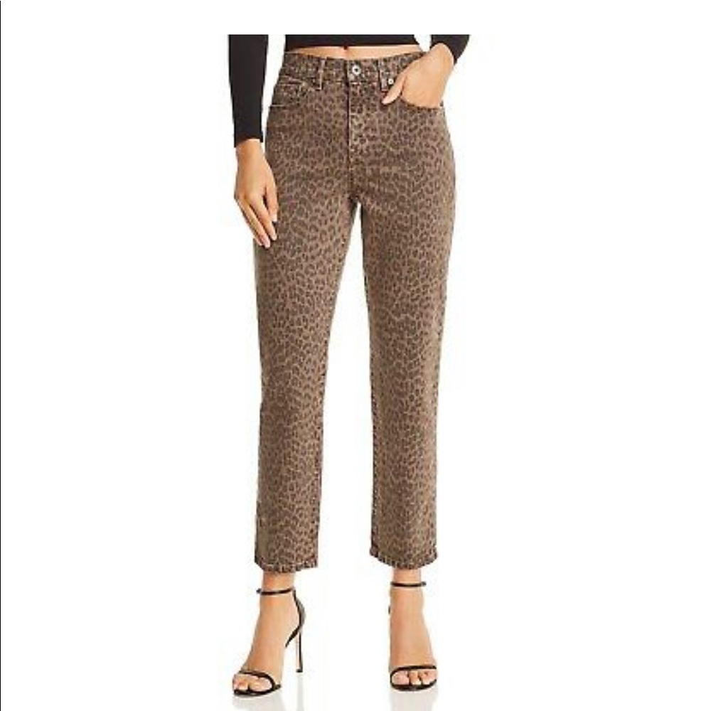 Pistola brown leopard high-rise straight jean